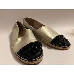 Circus by Sam Edelman Womens Size 11 Ivory Black Beaded Espadrille Flats Slip-on